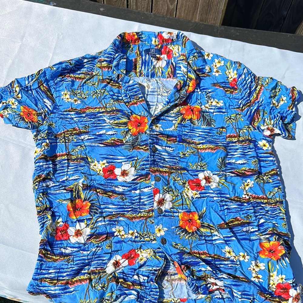George Hawaiian Button Down Shirt with Tropical Print